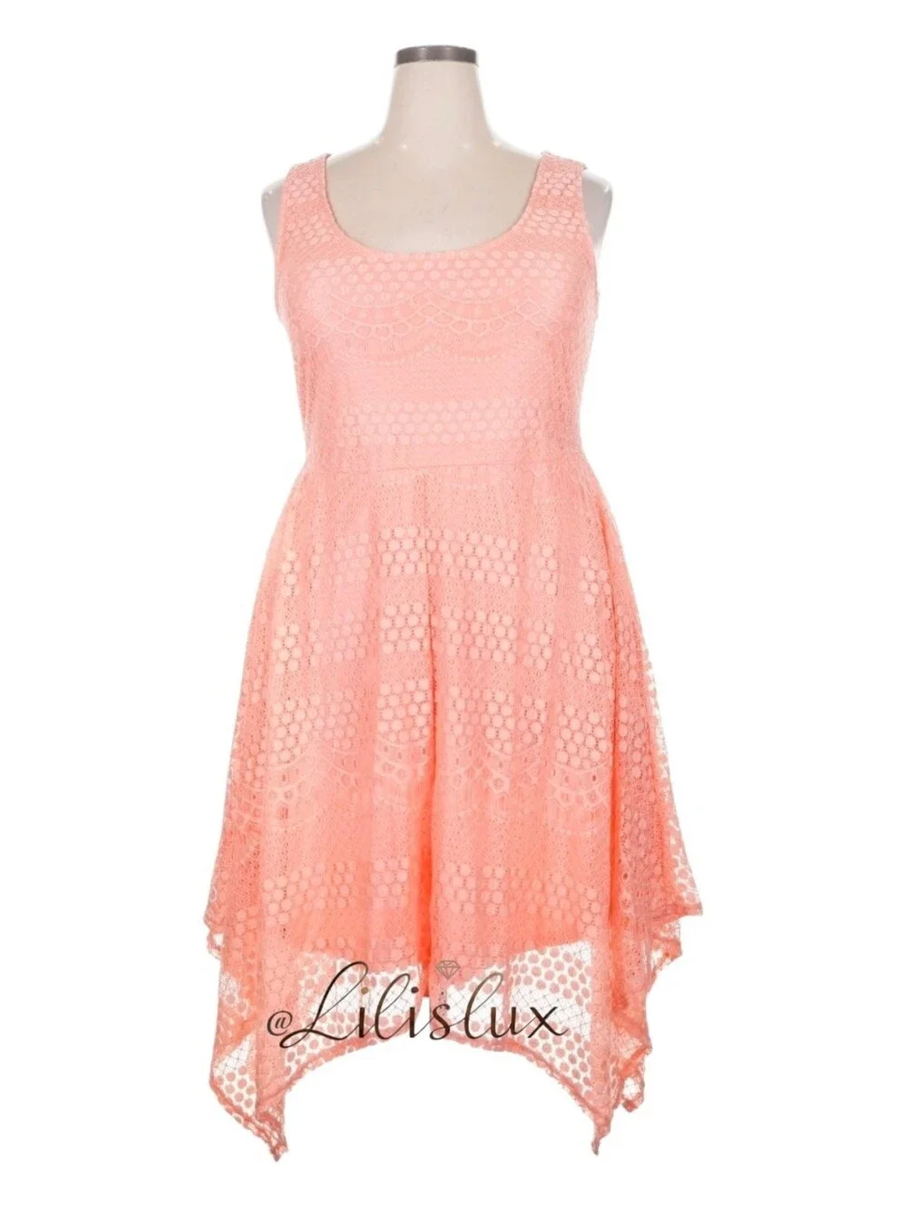 Torrid Size 1- 14/16 Peach Dress Lace Fully Lined Whimsygoth Fairycore GUC